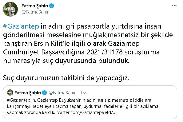 FATMA ŞAHİN'DEN SUÇ DUYURUSU!