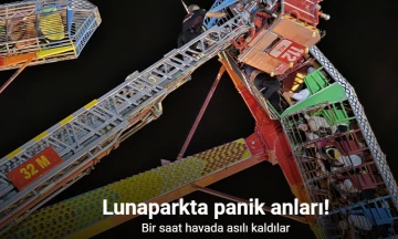 Lunaparkta panik: Bir saat havada asılı kaldılar