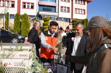 Öğretmenlere çam fidanı hediye edildi