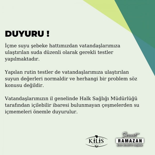 SERVET RAMAZAN “ İÇME SUYUMUZDA SIKINTI YOK! BÜTÜN TESTLERİMİZ YAPILIYOR”