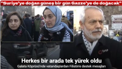 Yeni yılın ilk günü düzenlenen yürüyüşte vatandaşlardan Filistin’e destek mesajla